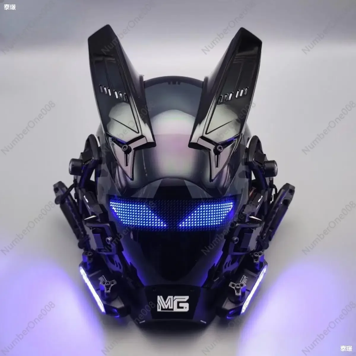 Cyberpunk Helmet Mask Led Rhythm Technology Sense Comic Show Cos Luminous Face Mask Jumping Disco Shooting Props