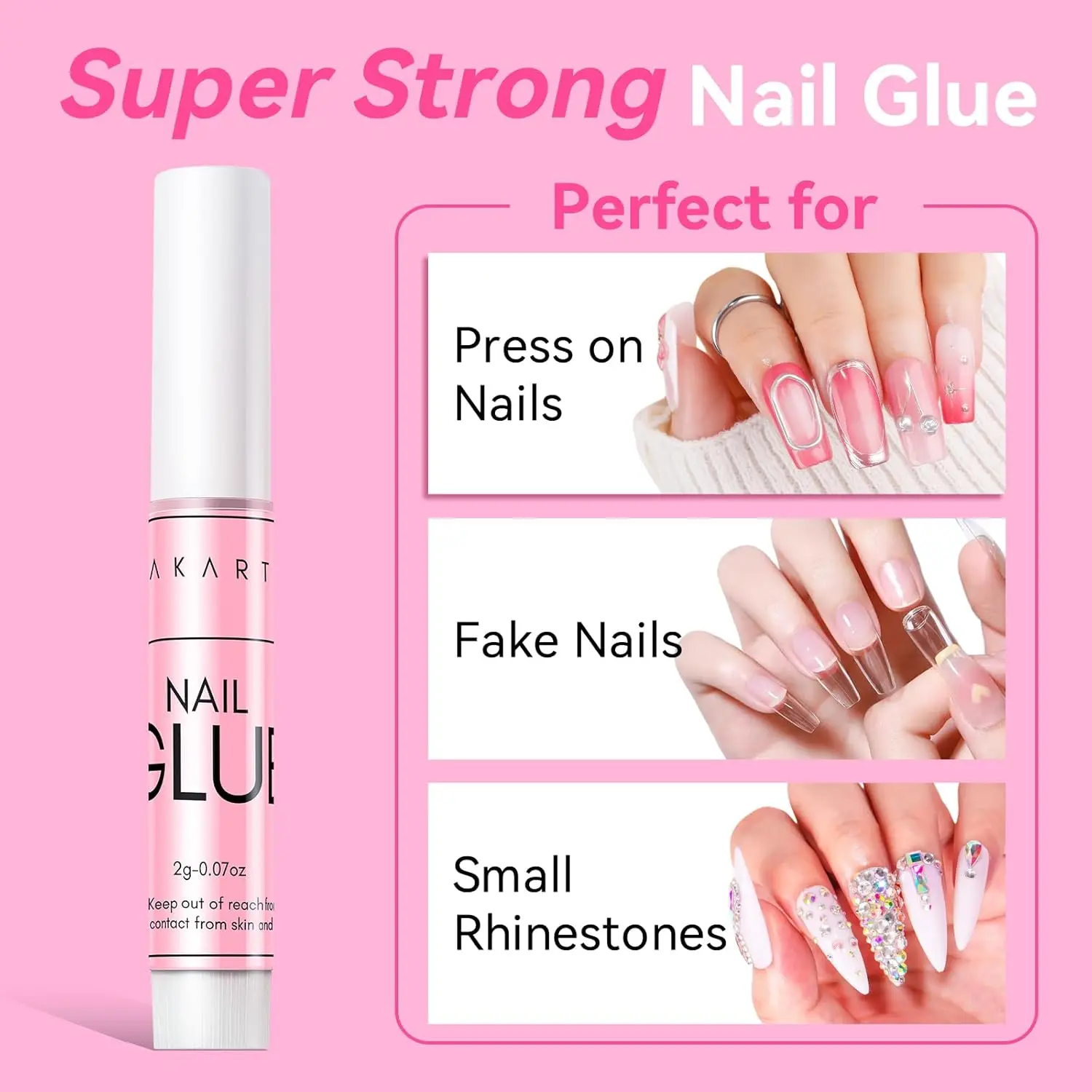40PCS Makartt Nail Glue for Press On Nails, Super Strong Adhesive for Fake Tips, Quick Dry 7-10 Days Lasting, No Yellowing DIY