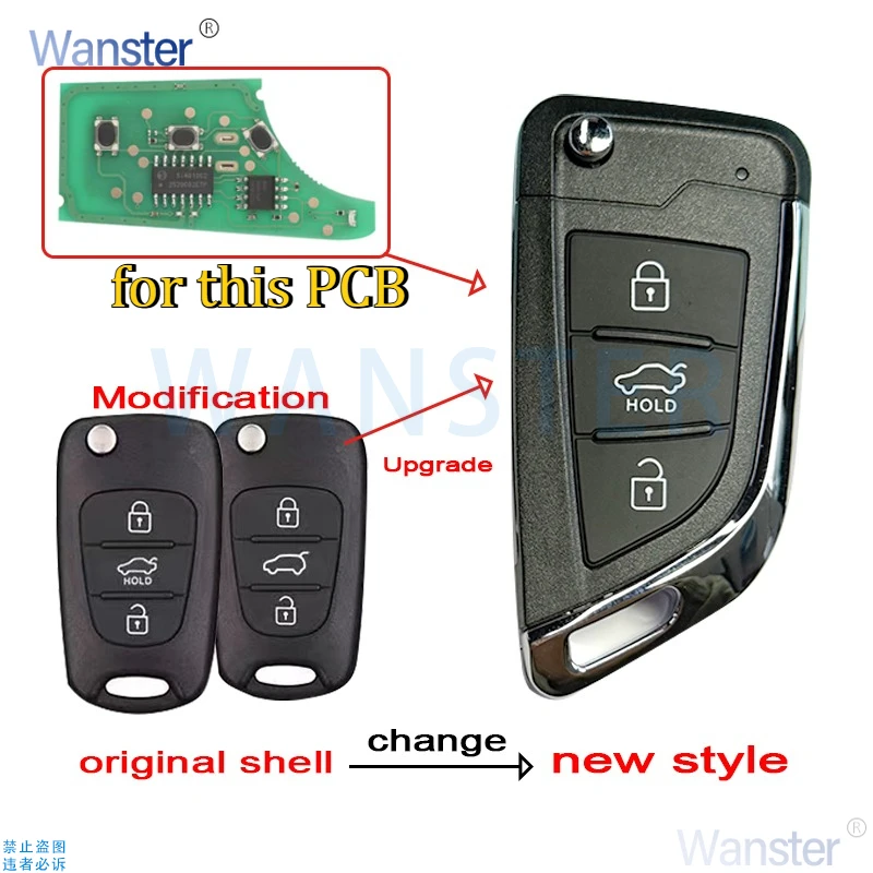 Upgrade 3 Buttons Car Key Fob Shell Case Housing for Hyundai I20 I30 IX35 Avante for Kia K2 K5 Sportage Venga Picanto Rio Ceed