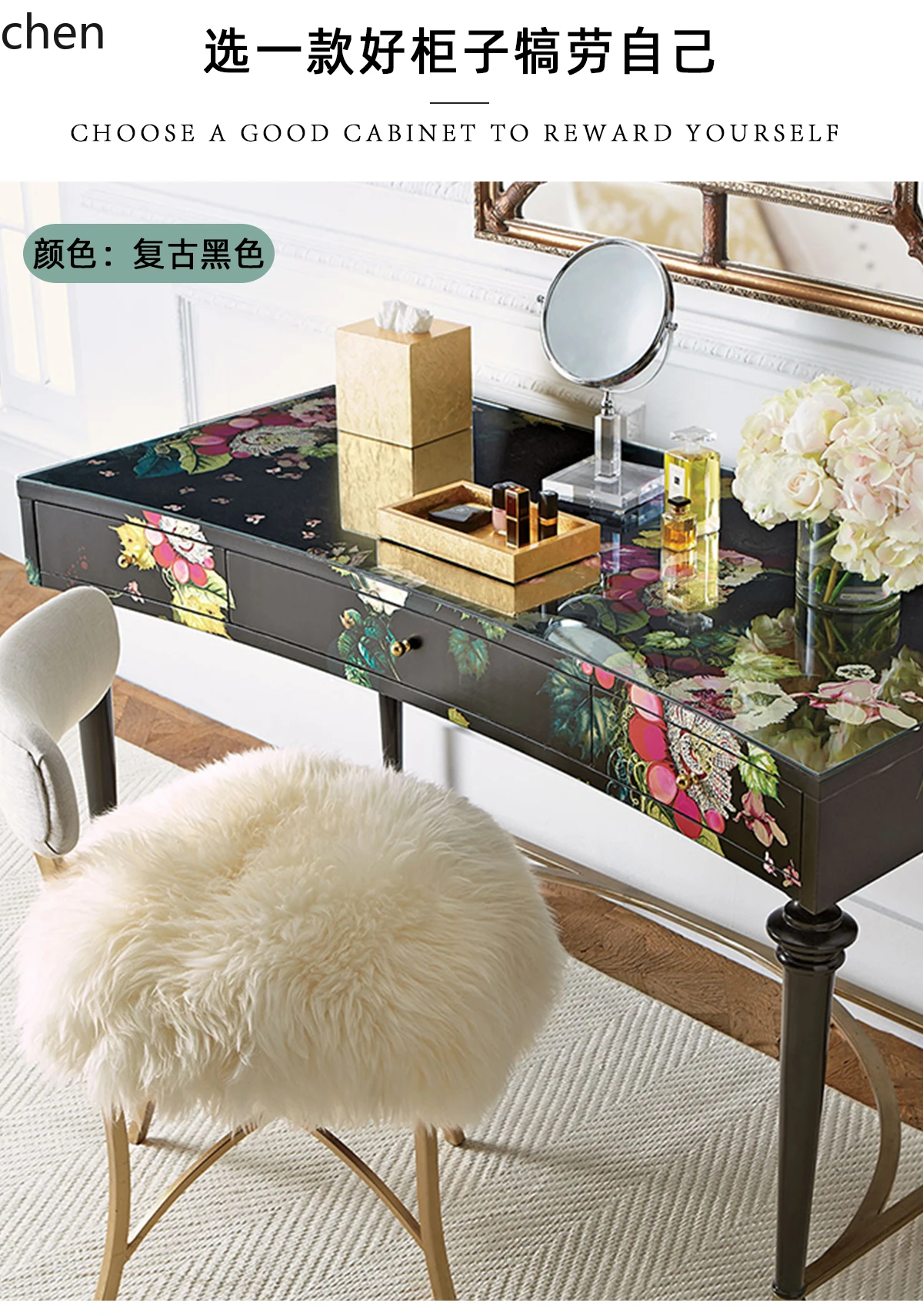 TQH simple modern painted study desk writing desk computer desk multi-purpose solid wood dresser