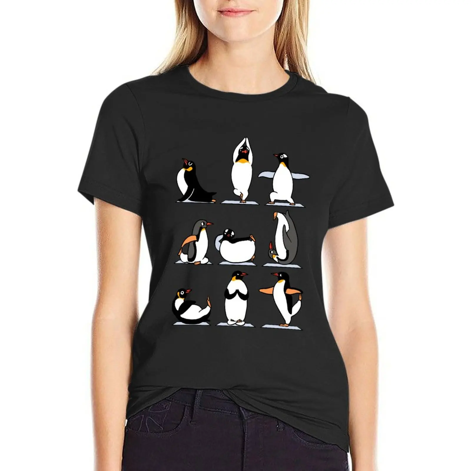 Penguin Yoga T-Shirt tees summer tops Blouse plus size tops plain t shirts for Women