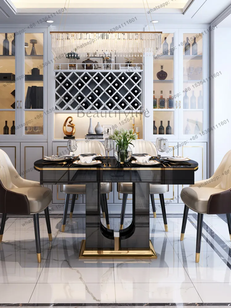 

Легкий роскошный обеденный стол для небольшой квартиры, многофункциональный, раздвижной, из закаленного стекла.