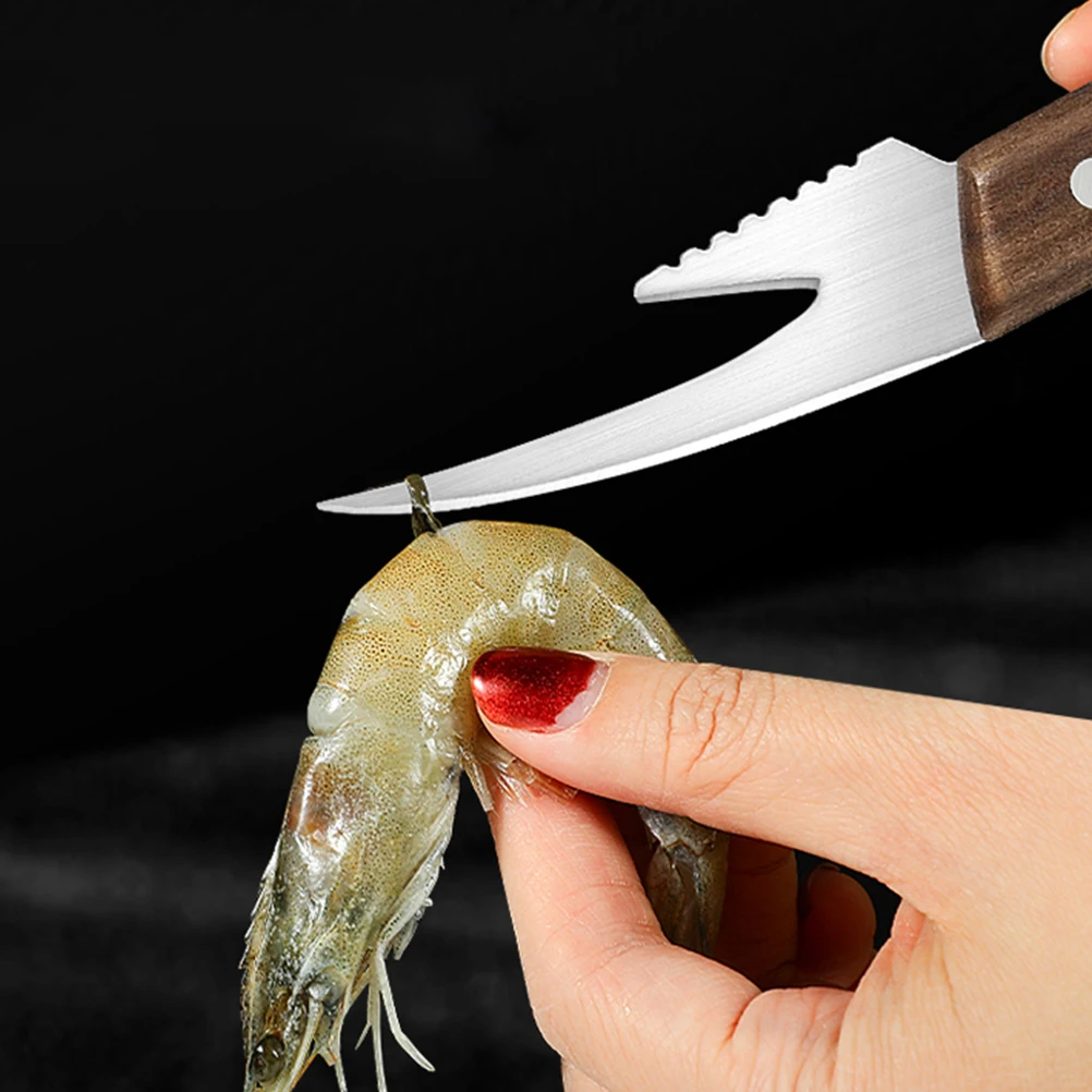 

2Pcs Efficient Shrimp Line Remover Tool Stainless Steel Wood Shrimp Cleaner for Fast Peeling and Deveining Crab Tools