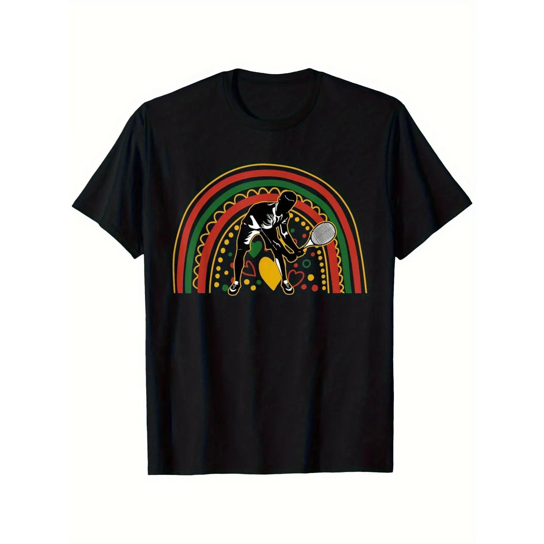 

Afro Tennis T-Shirt Rasta Colors Rainbow Graphic Tee Unisex S-3XL Cultural Sports Streetwear Summer 2025 New Arrival