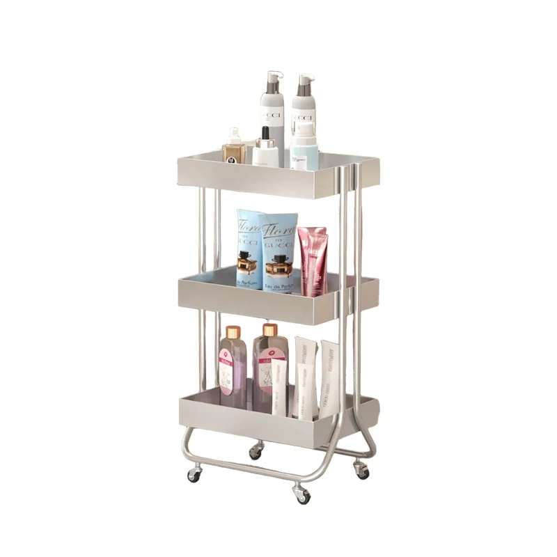 Modisches Design, mehrschichtiger Eisen-Aufbewahrungs-Werkzeugwagen für Nagelkunst, Friseursalon, leichter, luxuriöser mobiler Wagen für den Einsatz im Spa