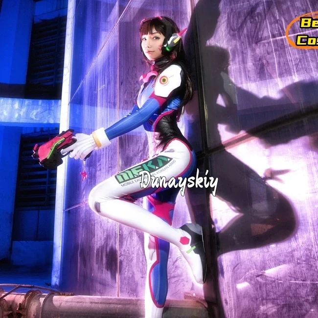 CosplayD.Va تأثيري لعبة overwatch2 زي DVA مثير بذلة قفاز سماعة مسدس طقم إكسسوار S-XL المرأة موحدة أنيمي الطرف