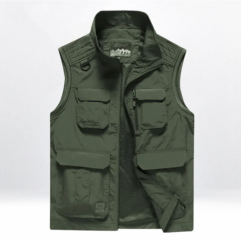 Men's New Outdoor Casual Quick Drying Vest Photography Reporter Tank Top Multi Pocket Canister