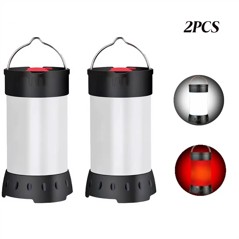 Draagbare Witte Rode Camping Licht Usb Oplaadbare Mini Camping Tent Licht 5 Modi Met Haak Magneet Ingebouwde 18650 Batterij