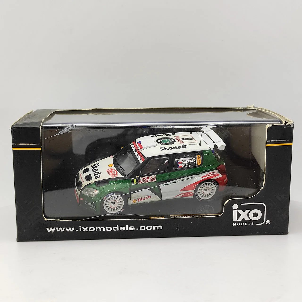 Paint Surface Defect Box Cracked Diecast IXO 1:43 Scale Skoda Fabia S2000 #6 4th Rally Monte 2009 Alloy Car Model Collectible