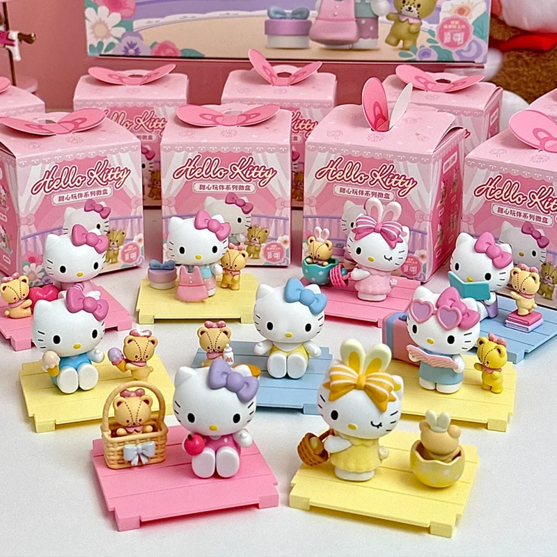 

Sanrio милая серия Playmate искусственная Милая кошка с ее подругой сюрприз игрушки Аниме Фигурка Модель Статуэтка экшн-фигурки