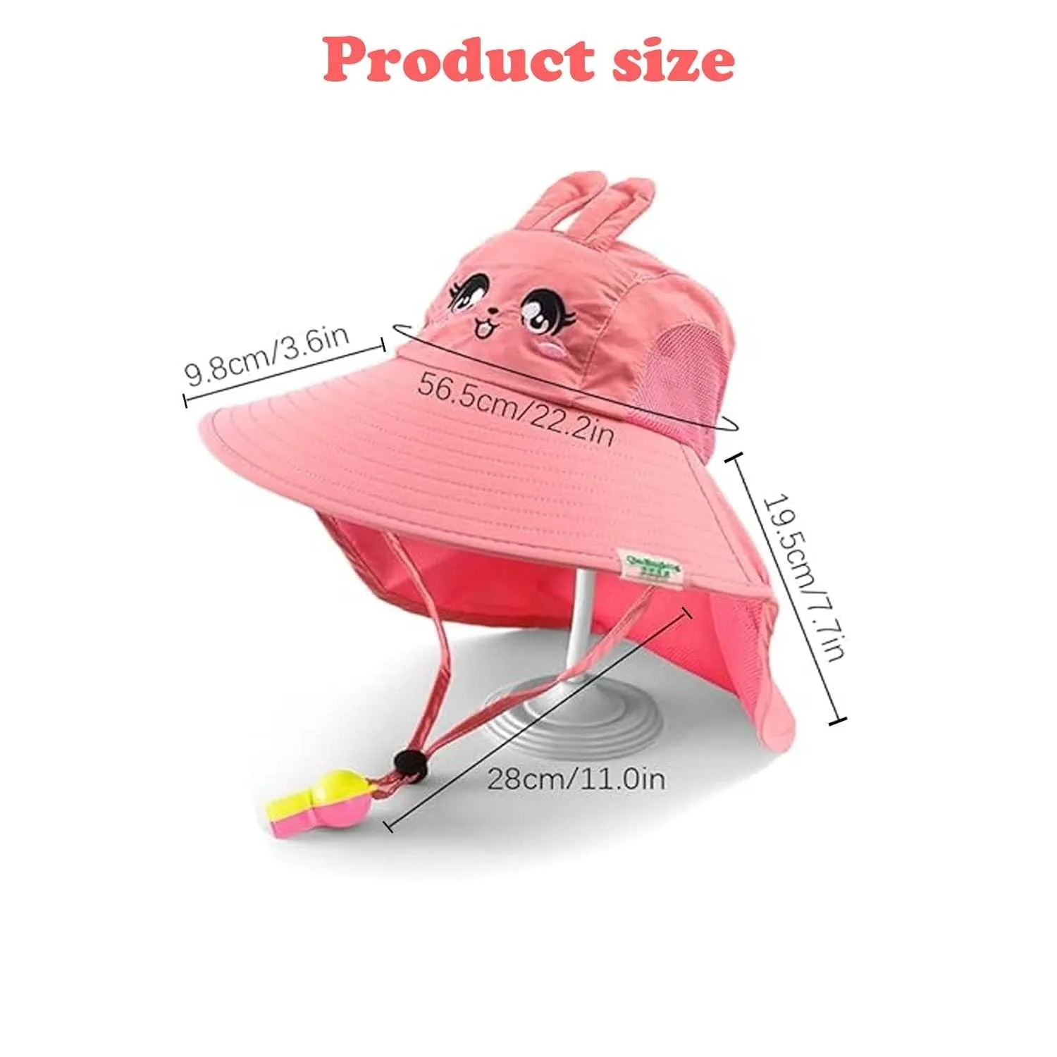 Summer Kids Bucket Hat Sunscreen UV Resistant Cotton Beach Hat with Adjustable Rope Whistle for Boys Girls Outdoor image 6