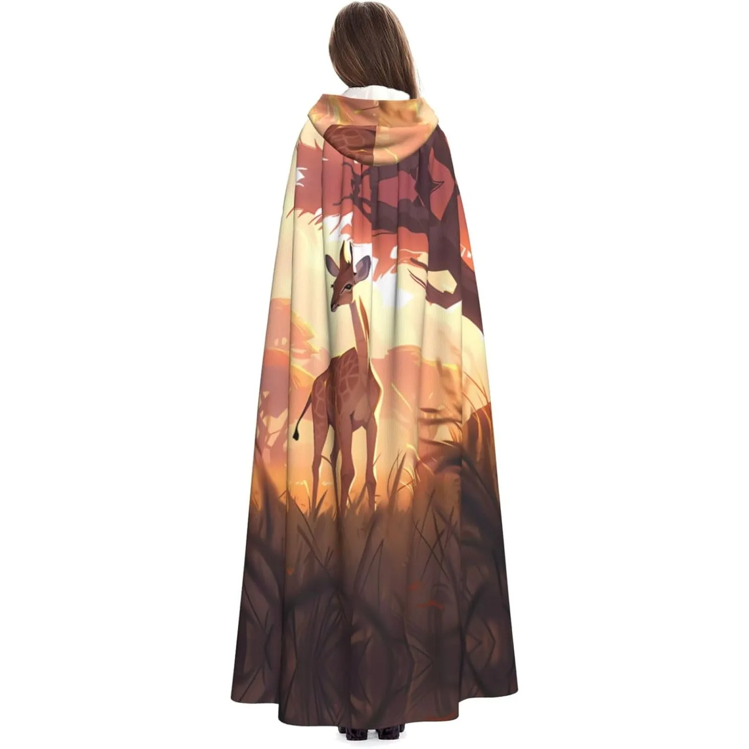 

Unisex Adults Hooded Cape Cloak, Cute African savannah giraffe calf Print Capes, for Christmas Magician Themed Parties Costumes