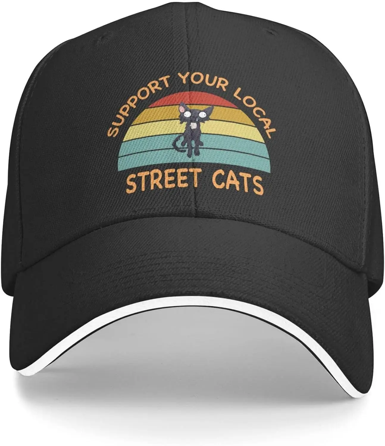 Cat Hat Support Your Local Street Cats Hat for Men Dad Hat Graphic Cap Black