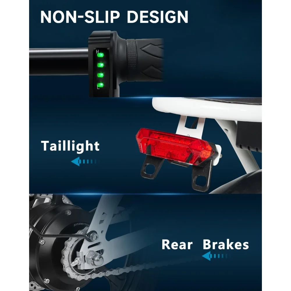 دراجة كهربائية للبالغين، بطارية قابلة للإزالة مقاس 14 بوصة/26 بوصة، دراجة كهربائية للتنقل، نظام امتصاص الصدمات متعدد المراحل، 20 ميجا في الساعة، 20+ ميلًا #3