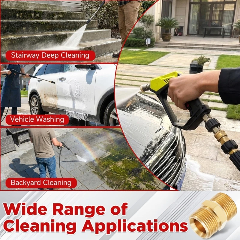 Pressure Washer Hose Adapter Set with 22mm Male-End Metal Adapter, Center Wrench Grip and Thread-Seal Tape for high quality