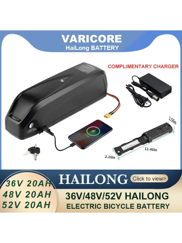 Originele 36V 48V 52V 20AH Hailong accu Ingebouwde 30A BMS 350W 500W 750W 1000W 18650 Mobiele gift Oplader - afbeelding 2
