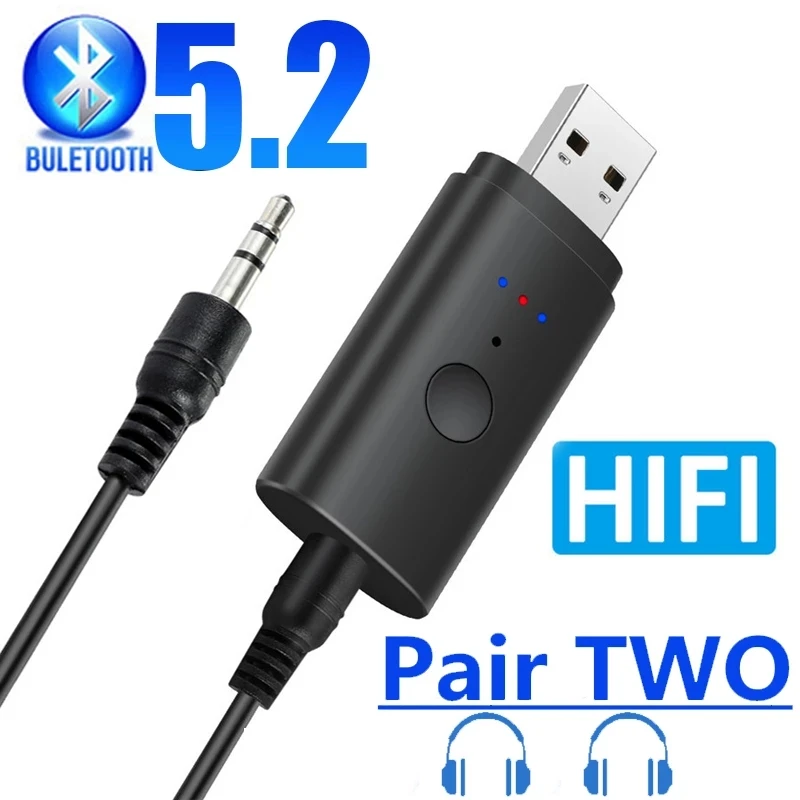 Bluetooth Spliter Wireless Audio Transmitter Adapter For 2pcs Headphones Working Together, 2 Wireless Earphone Playing Together