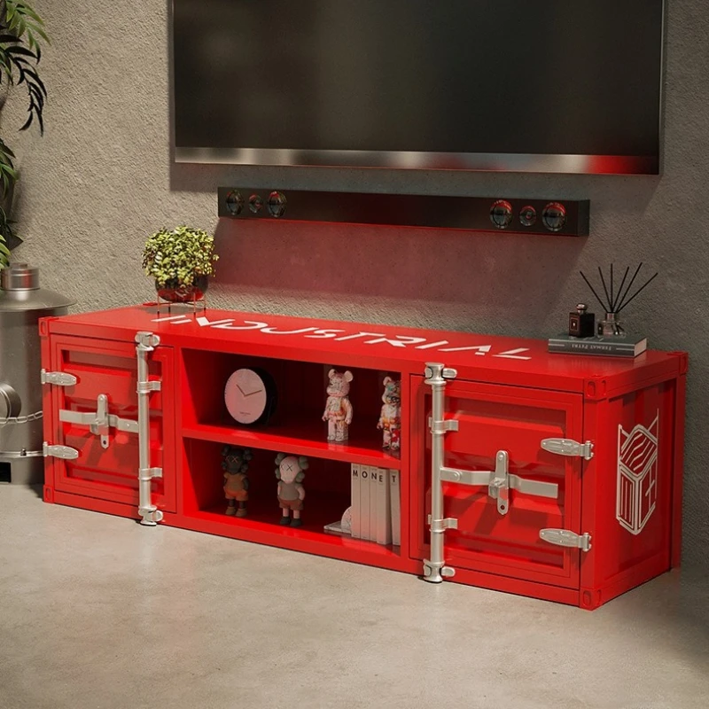 

Living Room Modern Universal Metal Tv Cabinet Red And White Punk Style Bar Storage Drawer Shelf Meuble Tv Home Hotel Furniture