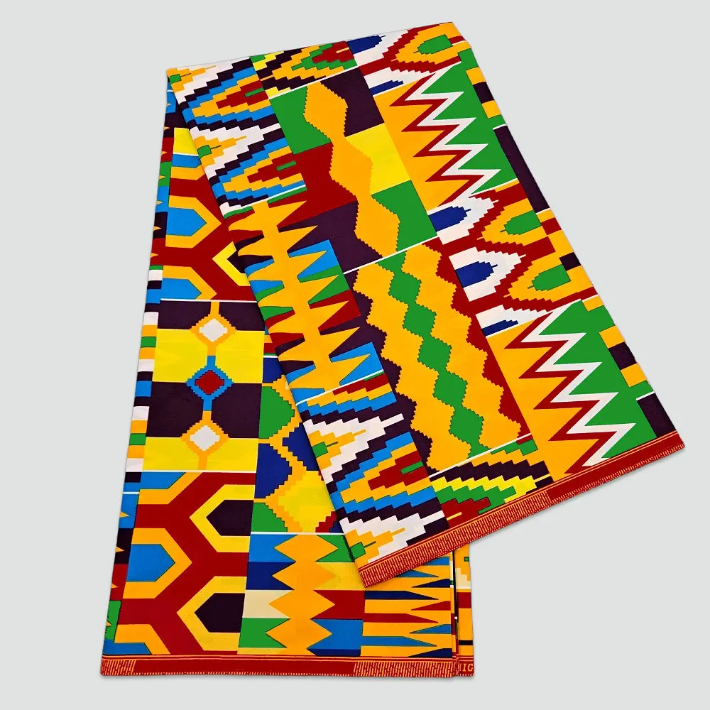 Tkanina w stylu afrykańskim, 100% poliester, drukowana woskiem, tkanina woskowana Ghana Kente, dwustronny nadruk, do szycia ubrań, opasek na głowę, torebek, 5,2 m