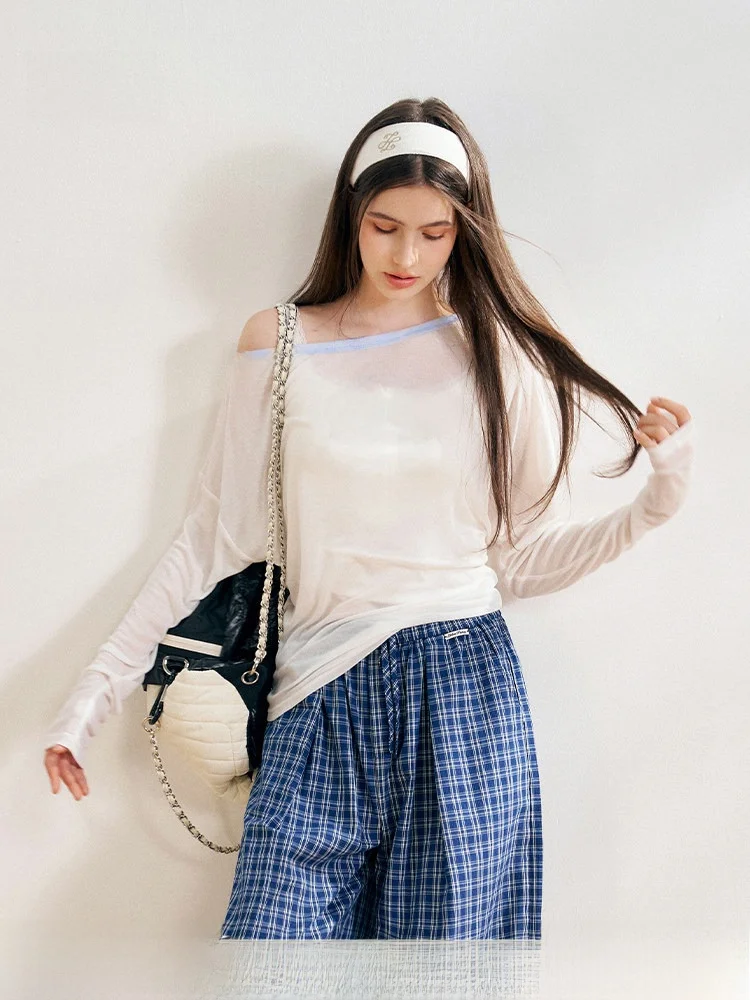 

Женская летняя футболка Lii.Liilou из лиоцелла с защитой от солнца, свободного кроя, с длинным рукавом, асимметричным вырезом и эффектом охлаждения