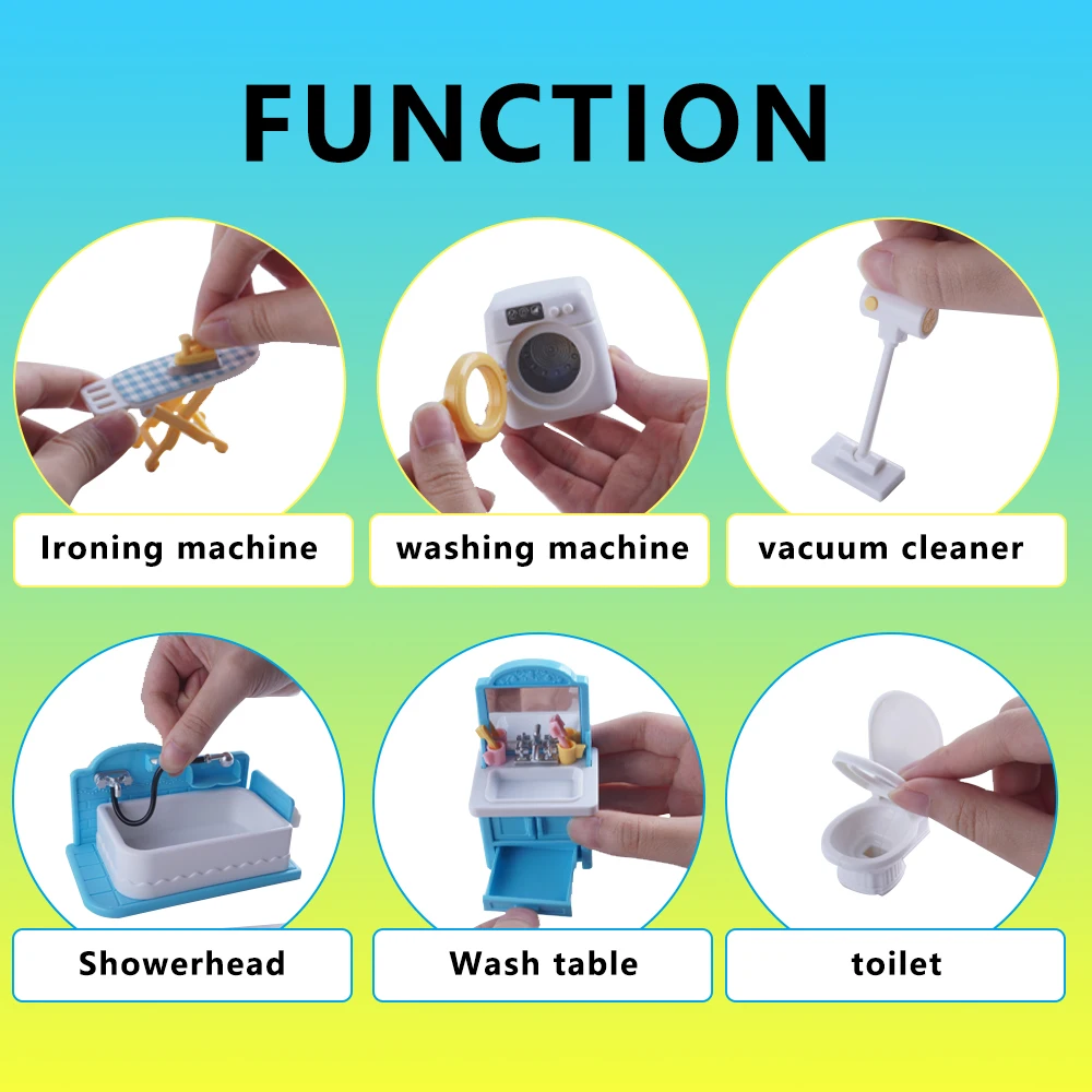 SENGTONGLE-E04 Badezimmer-Set, Puppenhaus, Miniatur-Möbel, Badewanne, Rollenspiel, Puppenhaus-Zubehör für Jungen und Mädchen, Geschenke