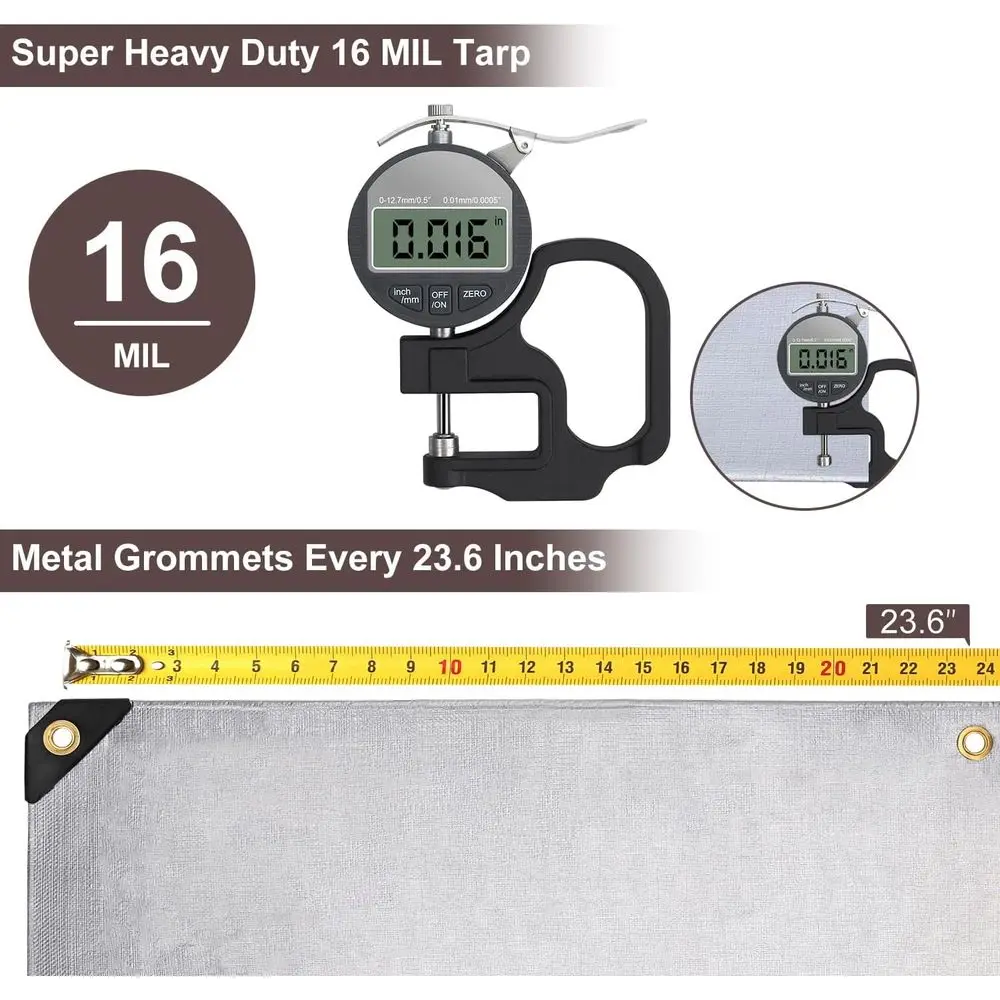 Große 10x20FT robuste wasserdichte Planen mit Ösen, UV-beständigen und verstärkten Kanten für den Außenbereich