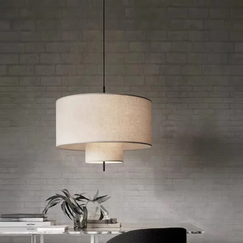 Japanese Wabi Sabi Modern Pendant Light New Chinese Style Linen Fabric Chandelier For Living Room Bedroom Dining Room B&B Hotel