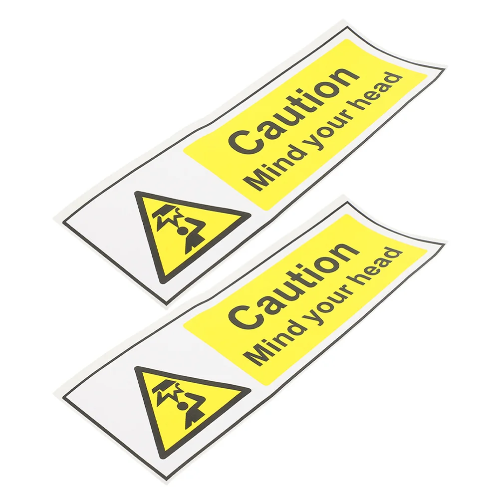 2pcs Safety Sign Self Adhesive Warning Sticker Watch Your Head Caution Decal For Low Ceiling Pvc Waterproof Wall Decor In