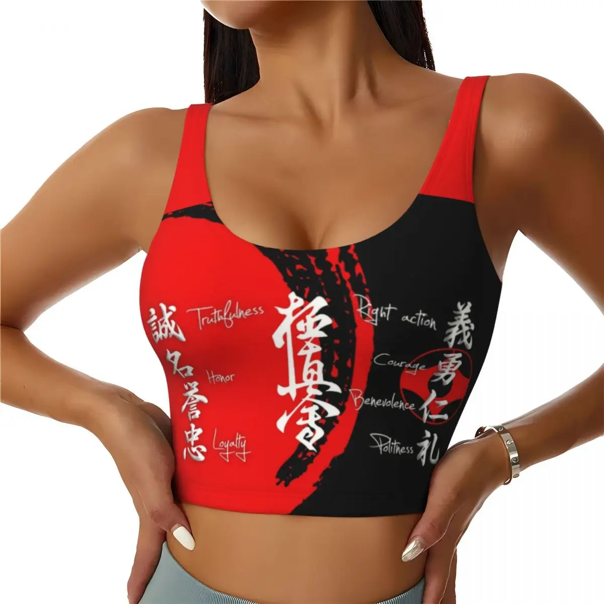 Custom Kyokushin Karate Bushido Values High Impact Sports Bras for Women Martial Arts Seamless Workout Running Crop Tank Tops