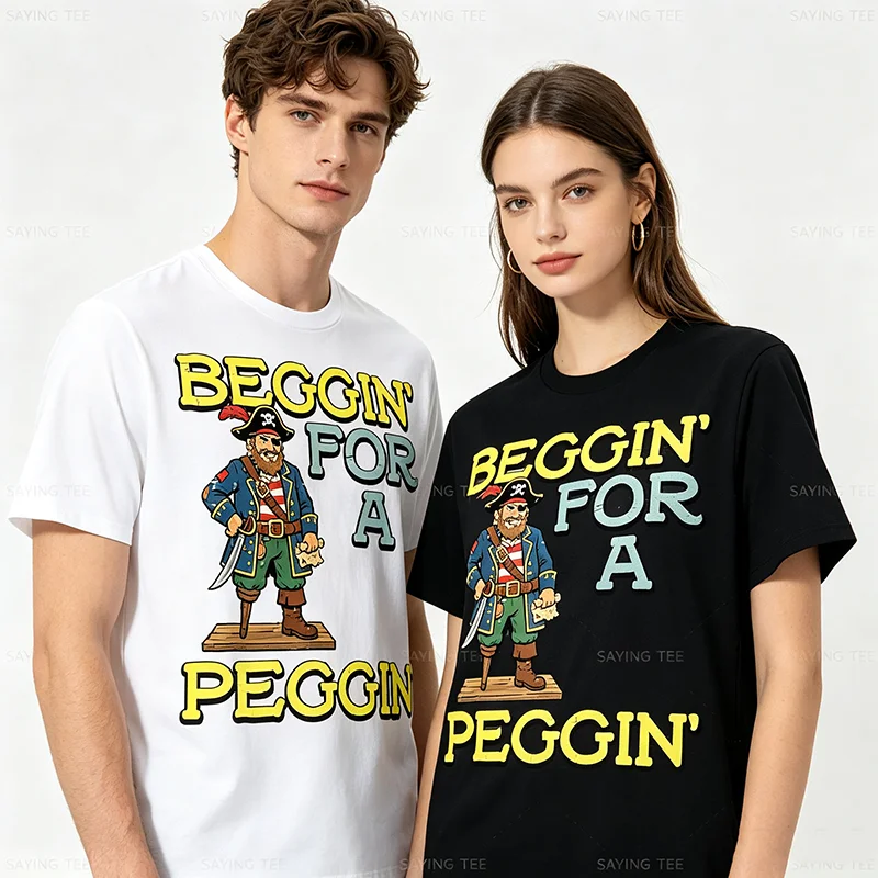Pirat Beggin für A Peggin Lustiges Unangebrachtes T-Shirt für Männer und Frauen Y2k Humorvoller Sarkastischer Witz Spruch T-Shirt Streetwear Weiche Baumwolle – Detail 4