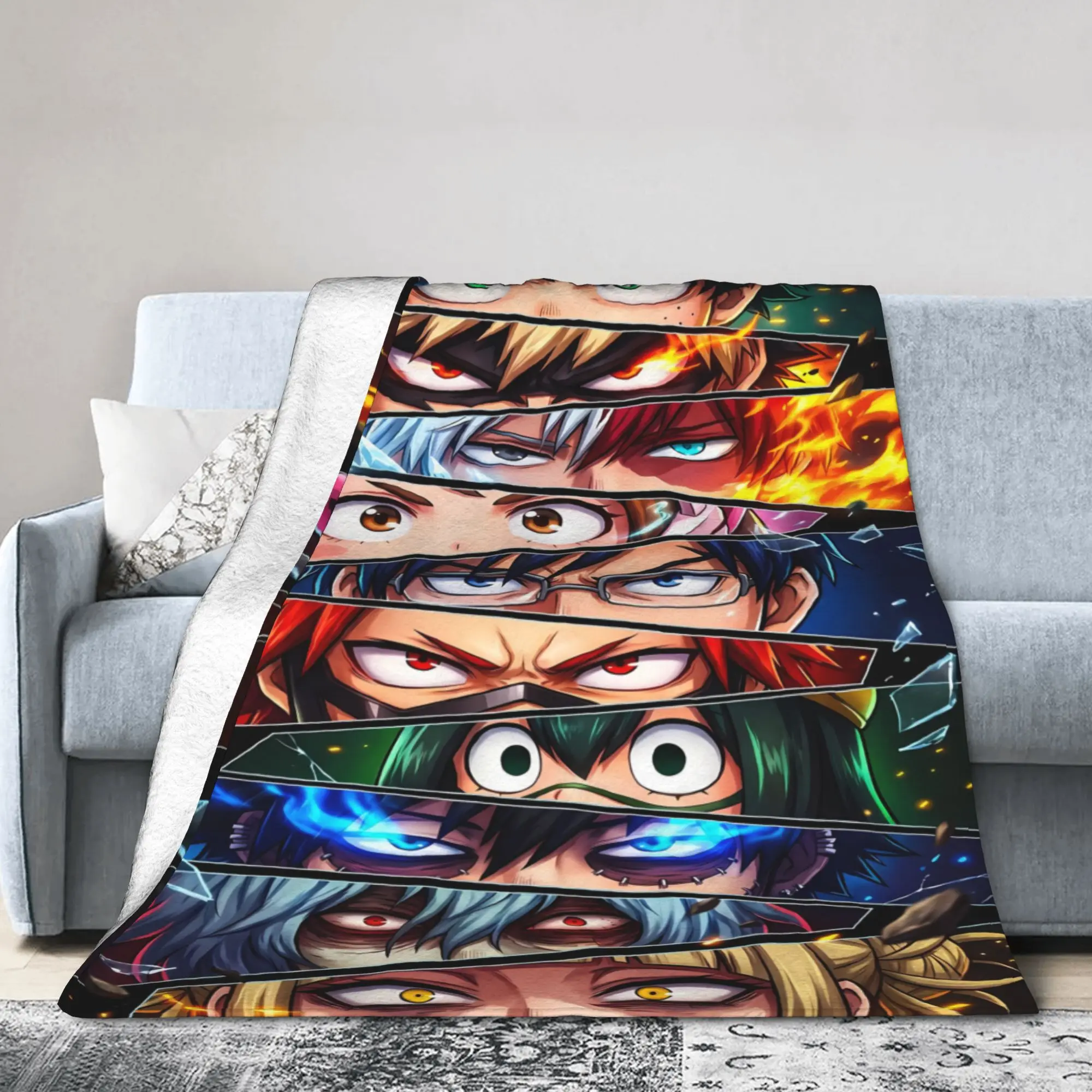 MHA Heroes Color Montage Soft Warm Blankets My Hero Academia Students Plush Bedding Throws Flannel Bedspread Sofa Bed Cover