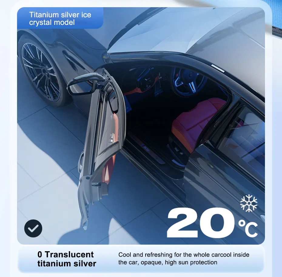 SEAMETAL Auto-Sonnenschutz Windschutzscheiben-Regenschirm Faltbarer UV-Blockierender Sonnenschutz für die Frontscheibe – Detail 6