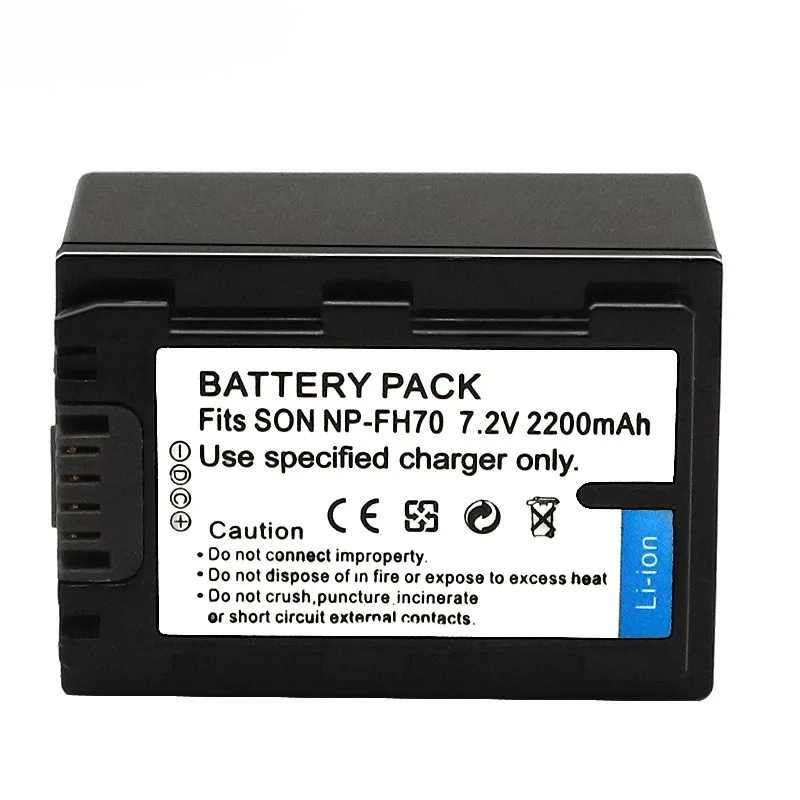 2200 mAh Ersatzakku für Sony NP-FH70, kompatibel mit HDR-HC3 HC7 SR7 SR8 SX40E DCR-SR40 SR50 SR60 SR80 SR100