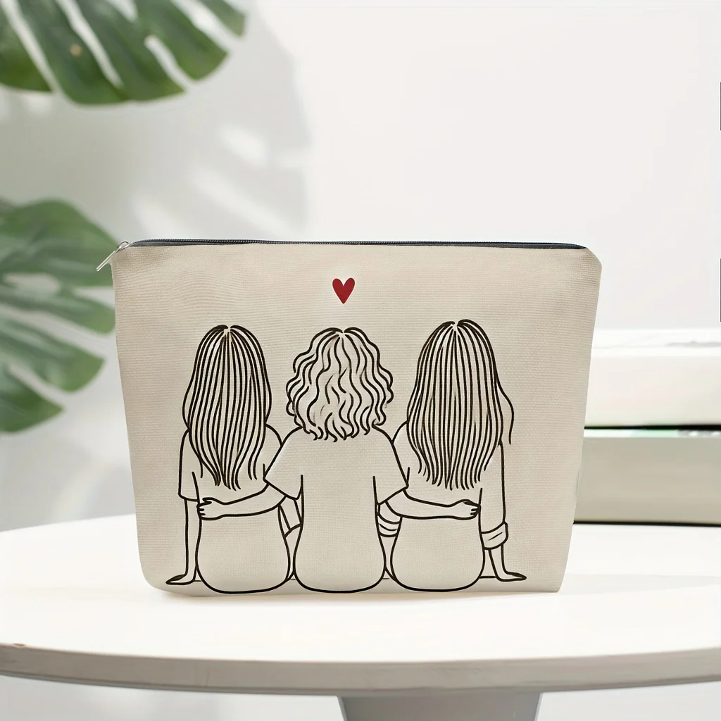 1 pièce de sac à maquillage joyeux et harmonieux pour trois personnes - Sac à fermeture éclair multifonctionnel pour femme, sac de rangement de voyage parfait, cadeau d'anniversaire amusant