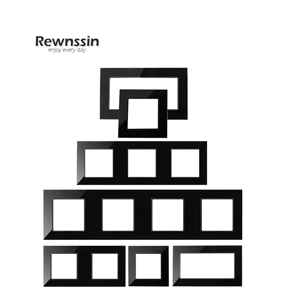 

Серия S - черная рамка «сделай сам» в ЕС, стеклянная рамка «сделай сам», рамка для розеток, бесплатная комбинация, настенная розетка с одной и двойной рамой, стеклянная рамка