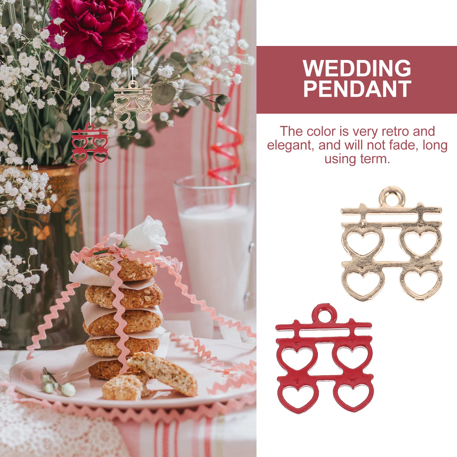 

60Pcs DIY Wedding Hanging Ornament Chinese Charms Exquisite Bright Texture Alloy Craftsmanship Pendant