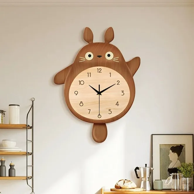 Cartoon chinchilla log wind wall clock decorative painting dining room log color hanging clock living