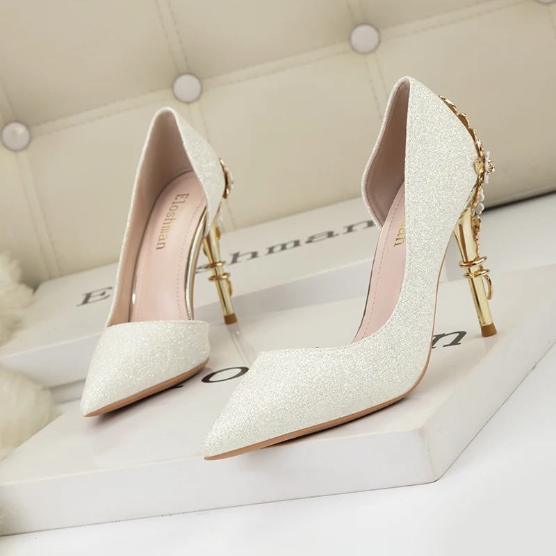 Luxury Women Wedding Shoes High Heels Rhinestone Slik Woman Pumps Pointed Toe Party Shoes Thin Heels Spring Autumn New Arrival