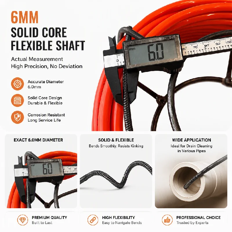 Flexible Drill Drain Snake,Heavy Duty Pipe Unblocker with Drill Connector,Kitchen Sink Grease and Floor Drain Clog Remover Tool