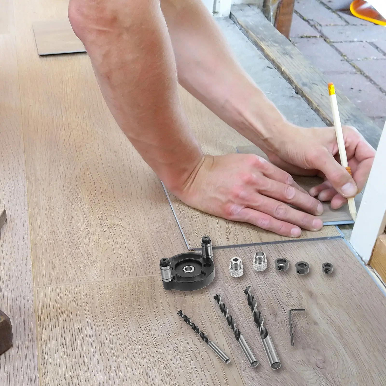 

Набор для сверления отверстий: высокопрочный алюминиевый самоцентрирующийся кондуктор для быстрой установки позиционирования при сверлении по дереву