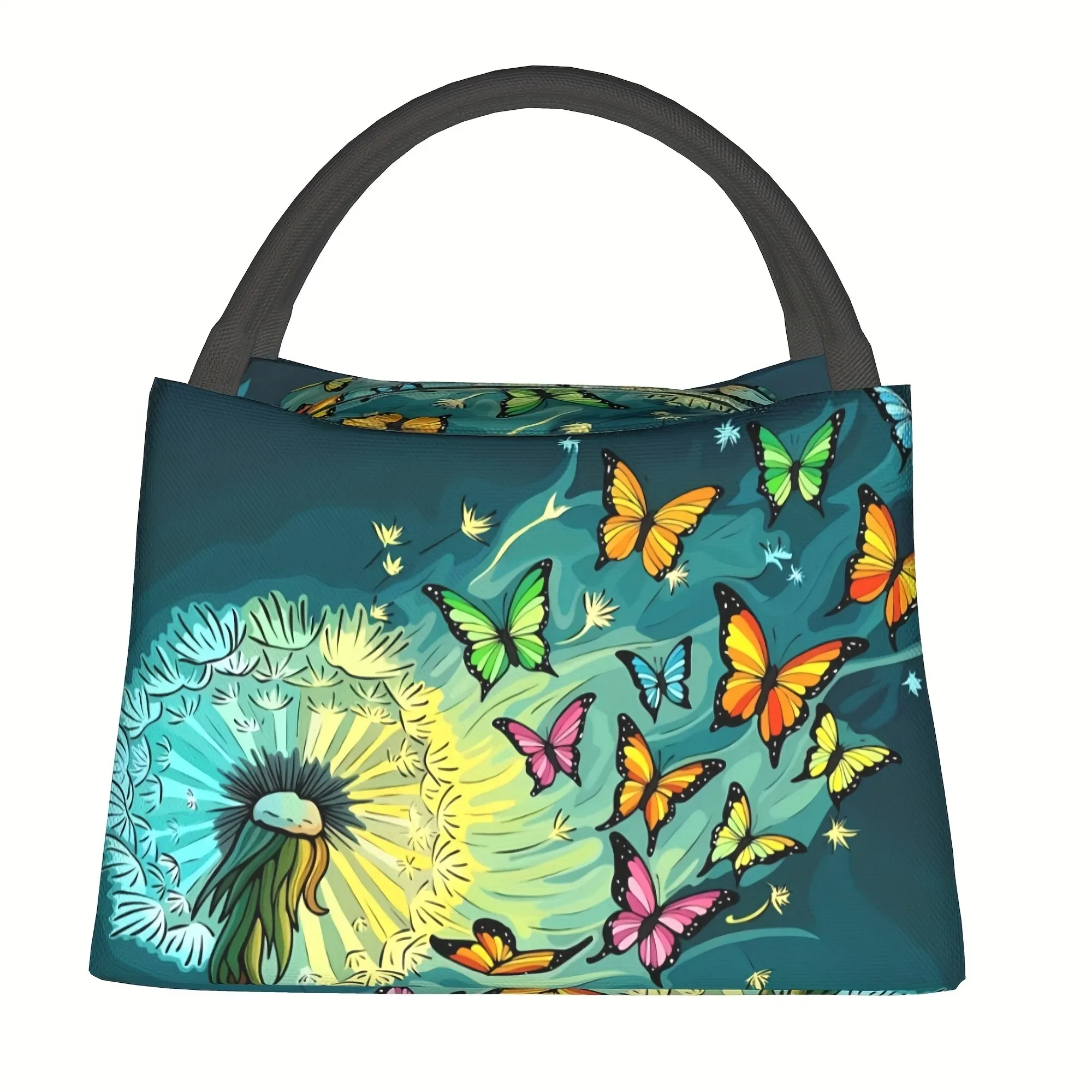 Dandelion Butterfly Insulated Lunch Bag Portable Cooler Tote for Picnic Office School Durable Reusable Food Carrier