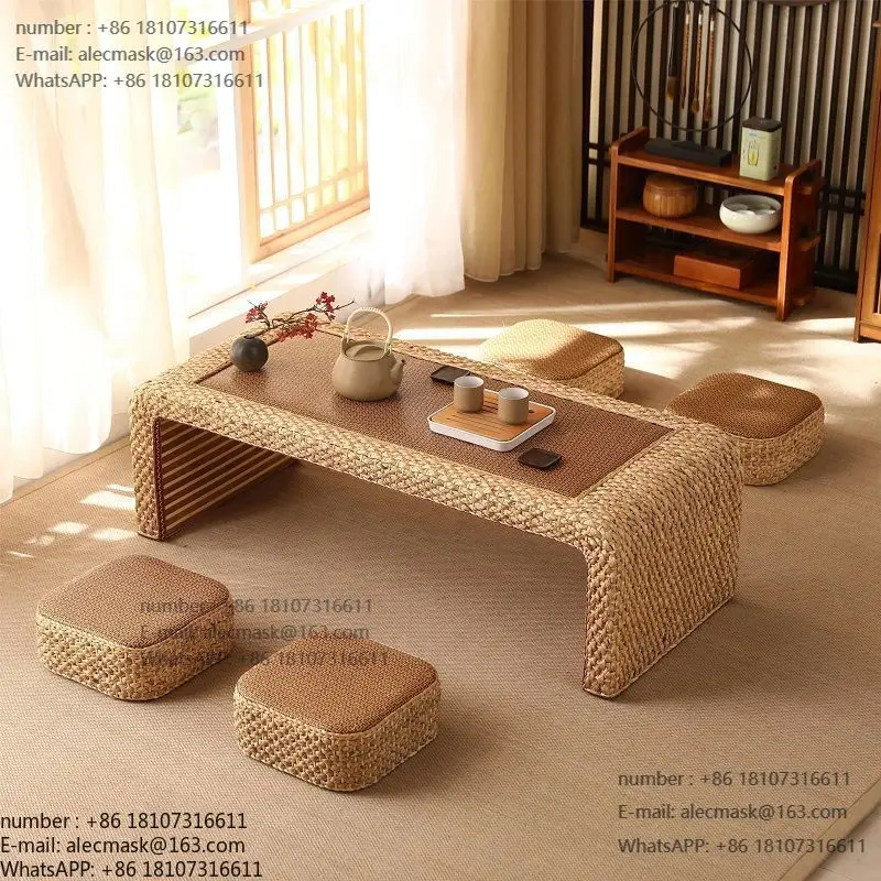 

Rattan tatami coffee table simple bay window household, balcony low table