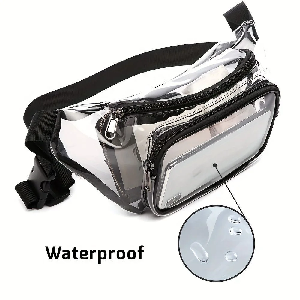 Bolso Bandolera Transparente de PVC, Aprobado para Estadios, Riñonera para Mujeres y Hombres, Estilo Casual para Festivales y Deportes