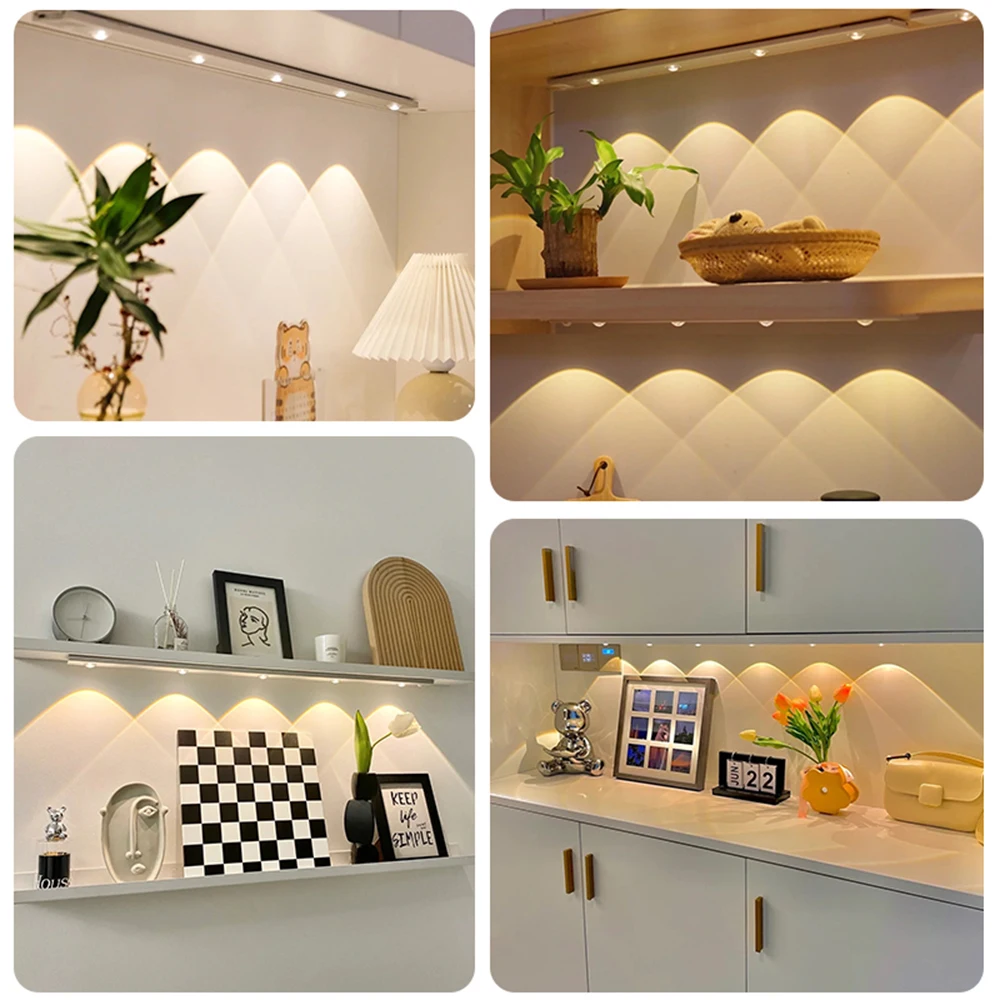 Lampu LED sangat tipis Remote Control, lampu malam dapur Sensor gerak PIR nirkabel isi ulang USB