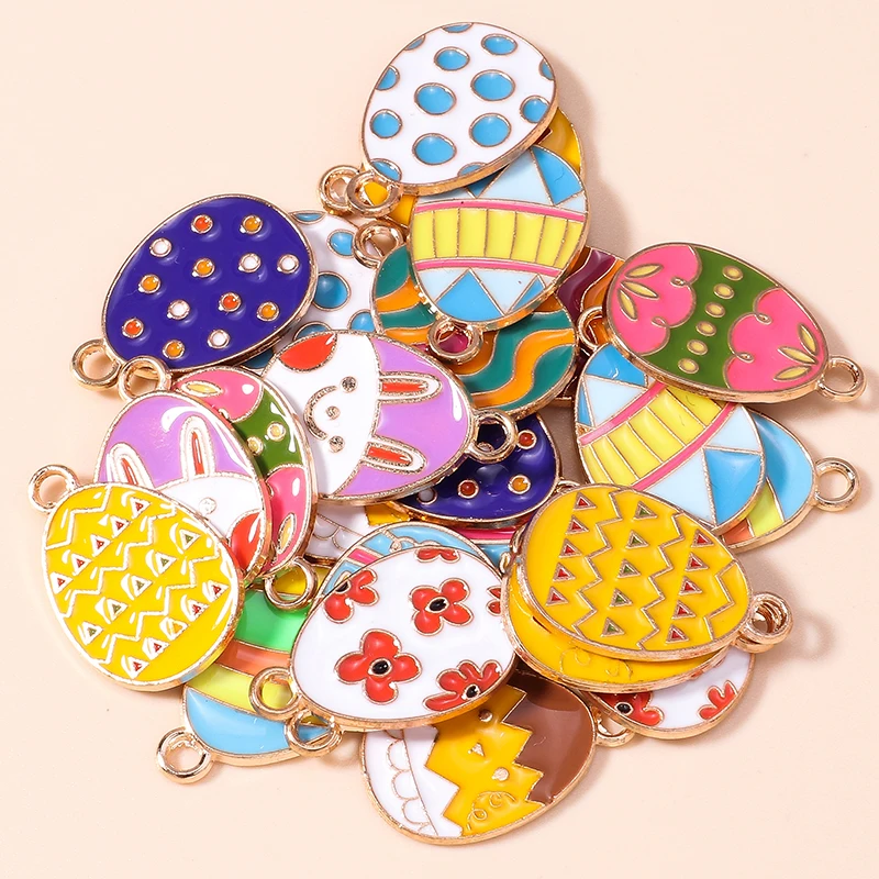 10pcs Colorful Lovely Rabbit Bunny Easter Eggs Charms Easter Day Charms Dinosaur Eggs Pendants for DIY Jewelry Making Craft