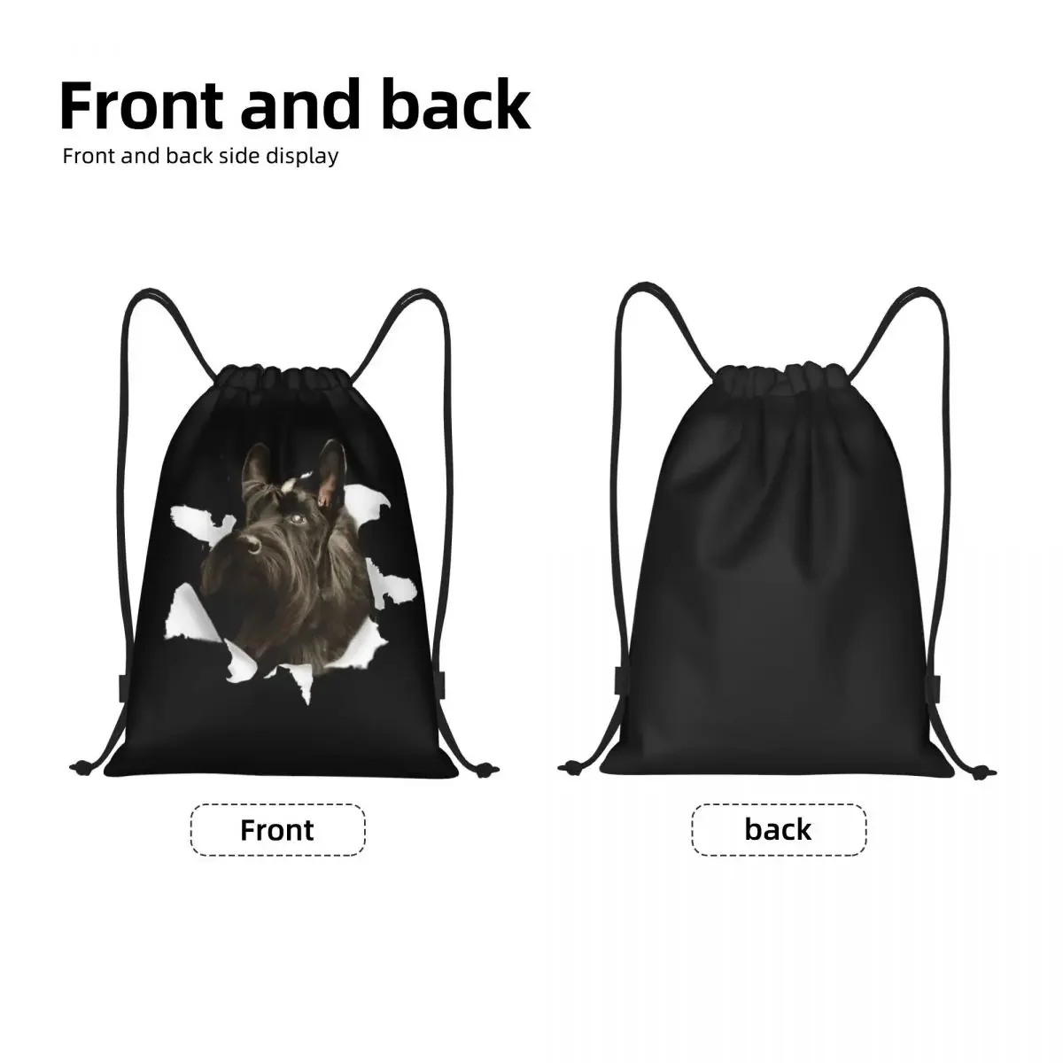 Bolso con cordón para hombre y mujer, bolsa deportiva portátil con diseño de perro Terrier escocés, mochila de almacenamiento para entrenamiento y gimnasio