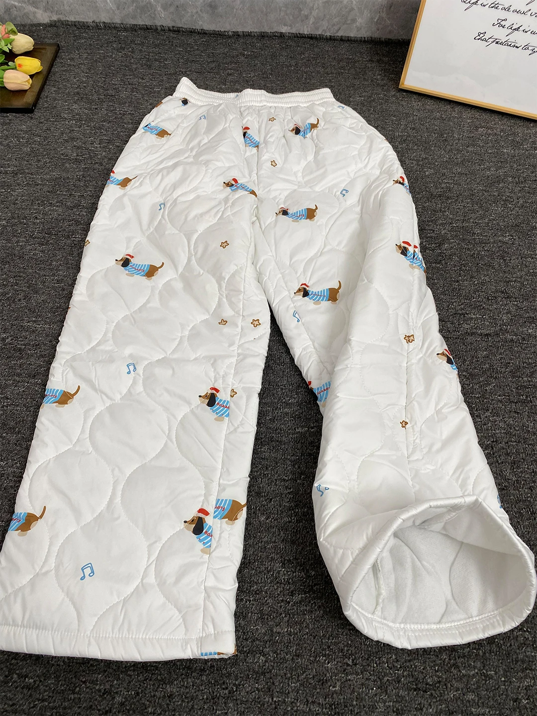 

Thiened Winter Cotton Pants for Men And Women with Gourd Stitch Wide Leg Ski Pants Youth Casual Loose Fit Trousers