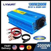 LVYUAN Pure Sine Wave Inverter 2000W DC 12V 24V  to AC 110V 220V Continuous Power 2000W With LED Inverter