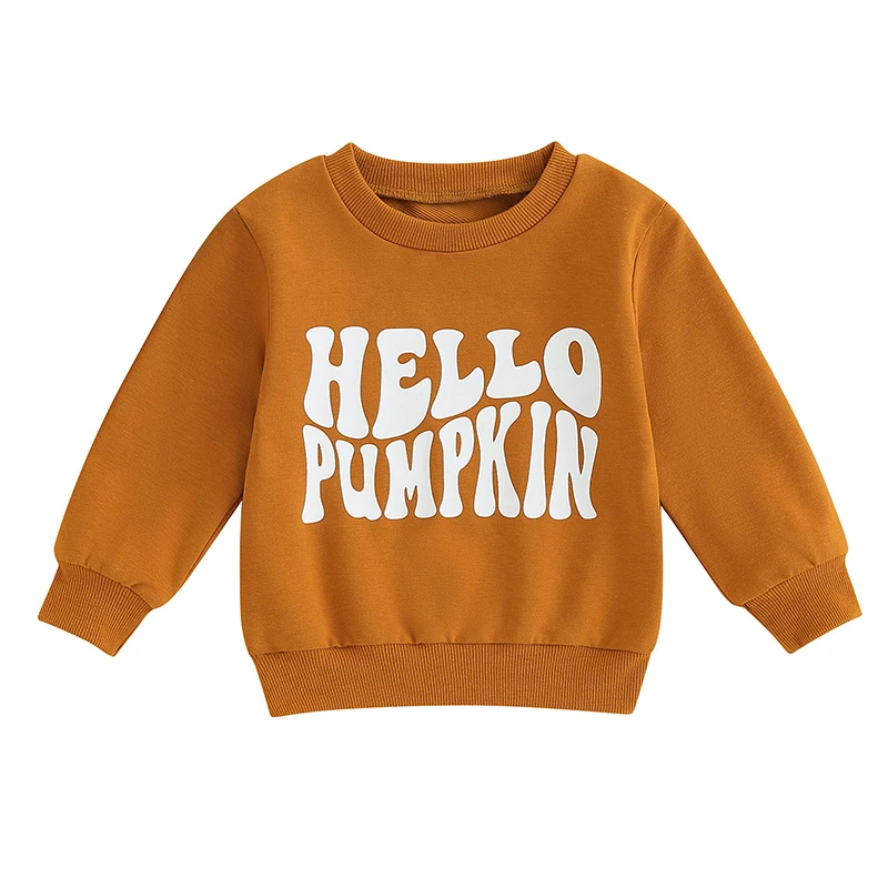 

Toddler Baby Halloween Sweatshirt Long Sleeve Cartoon Letter Print Pullover Loose Tops