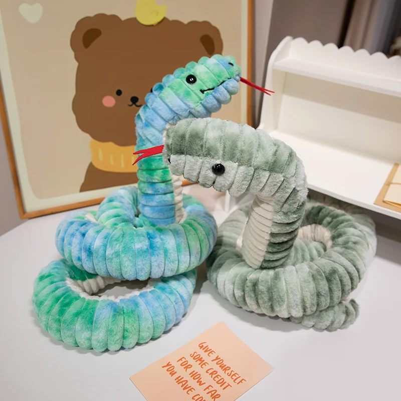 1Pc 120/180CM Lovely Fake Colorful Snake Dolls  Cartoon Snakes Plush Toy Stuffed Soft Animal Mascot Toy Christmas Birthday Gifts